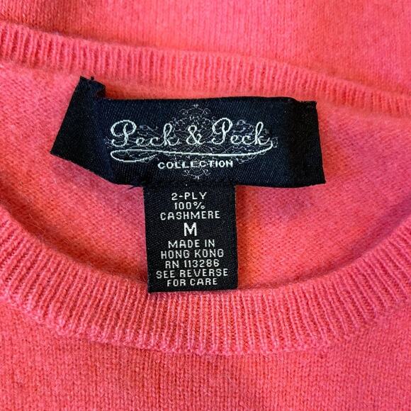 PECK & PECK COLLECTION Pink 2-Ply 100% Cashmere Short Sleeve Sweater MEDIUM - Picture 6 of 7